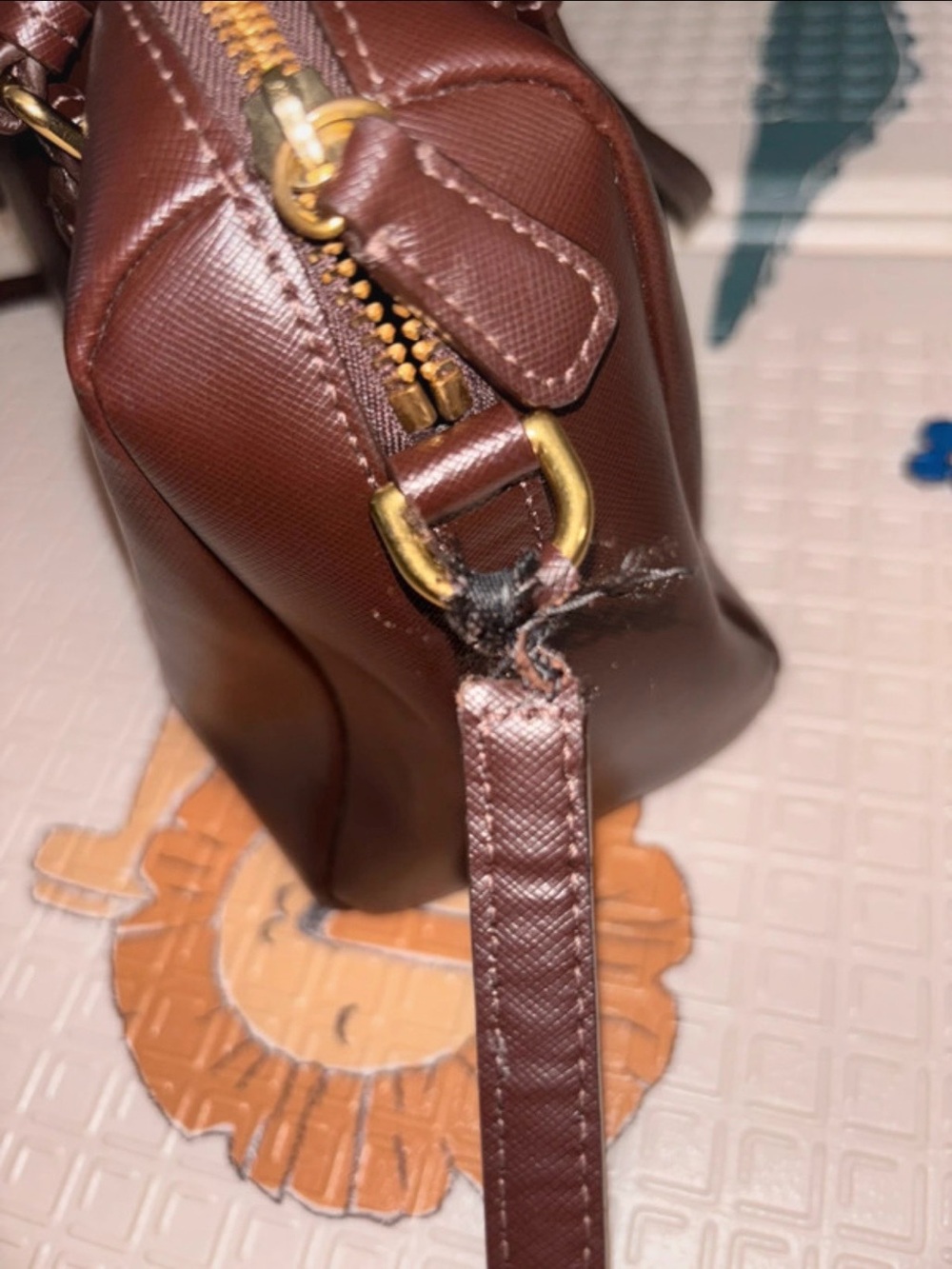 Coach Brown Saffiano Satchel with Gold Hardware - Picture 11 of 16